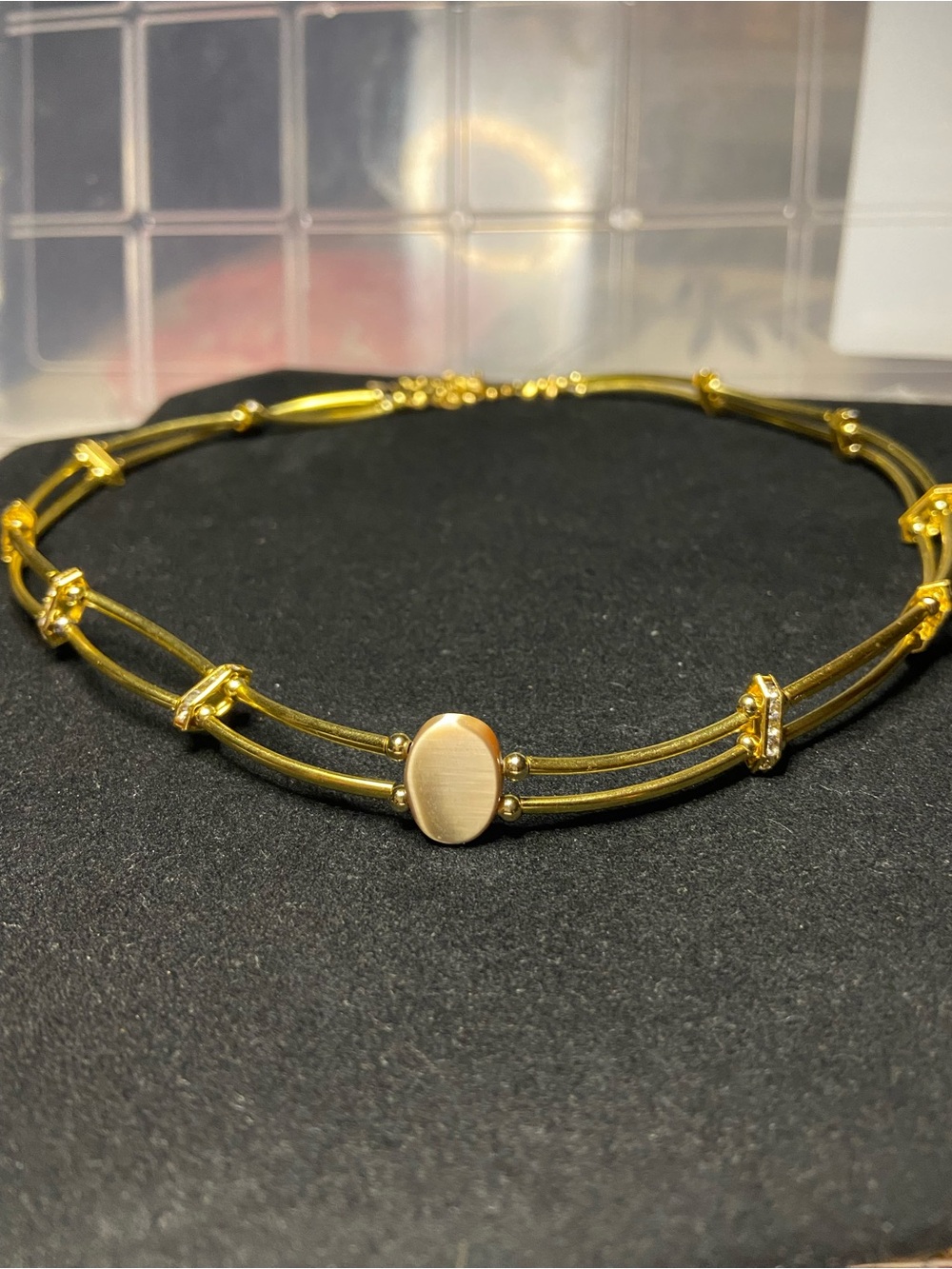 Gold-Tone Double Strand Oval Accent Bracelet